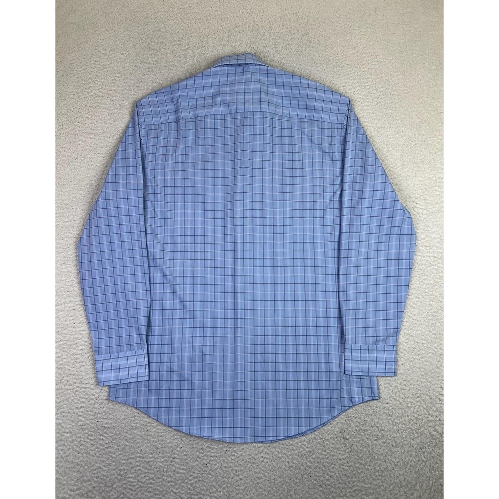 Calvin Klein Shirt Mens Medium Blue Plaid Wrinkle Free Stretch Fresh Comfort - Picture 3 of 10